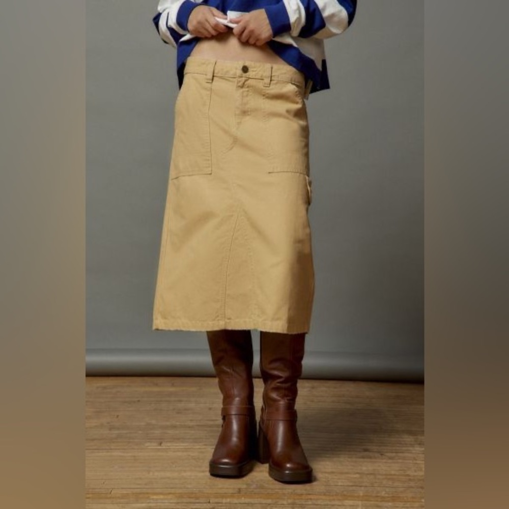 BDG Tan Midi Utility Skirt
